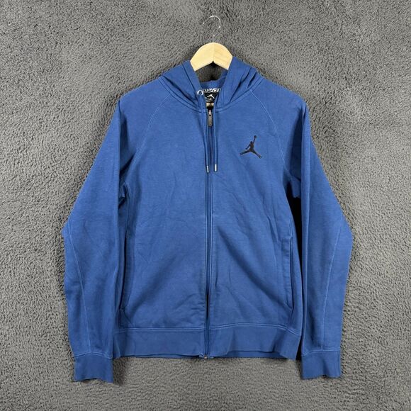 Jordan Hoodie Mens Medium Blue Full Zip Jumpman Pockets Basketball - Picture 1 of 12